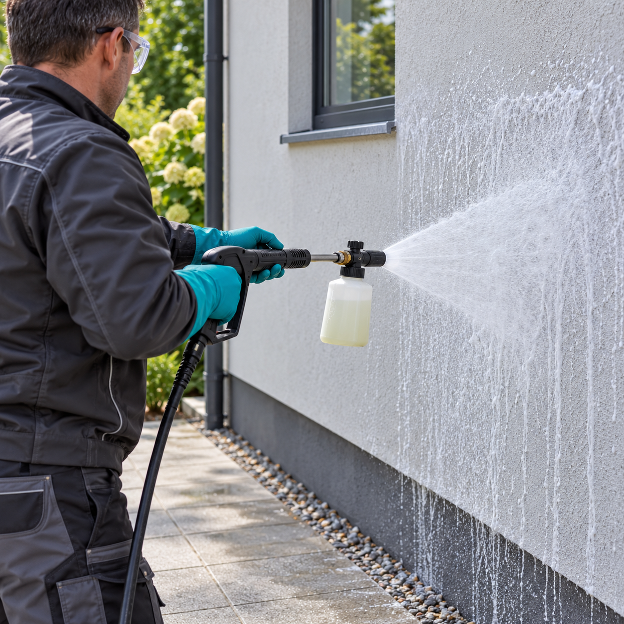 Neocleaner FOAM : application au canon moussant sur façade